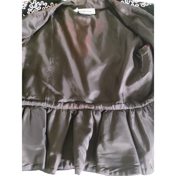 Julie Duroche Jacket Black Velvet Embellished Shoulder Pads 80s Glam 12/14 - Picture 8 of 11